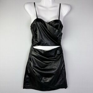 ZARA Women's Faux Leather Cut-Out Dress -SZ: Small-‎ BLACK